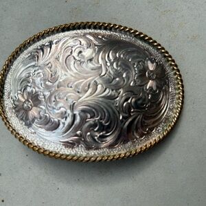 Vintage Montana Silversmith sterling silver plate buckle 3.25 wide